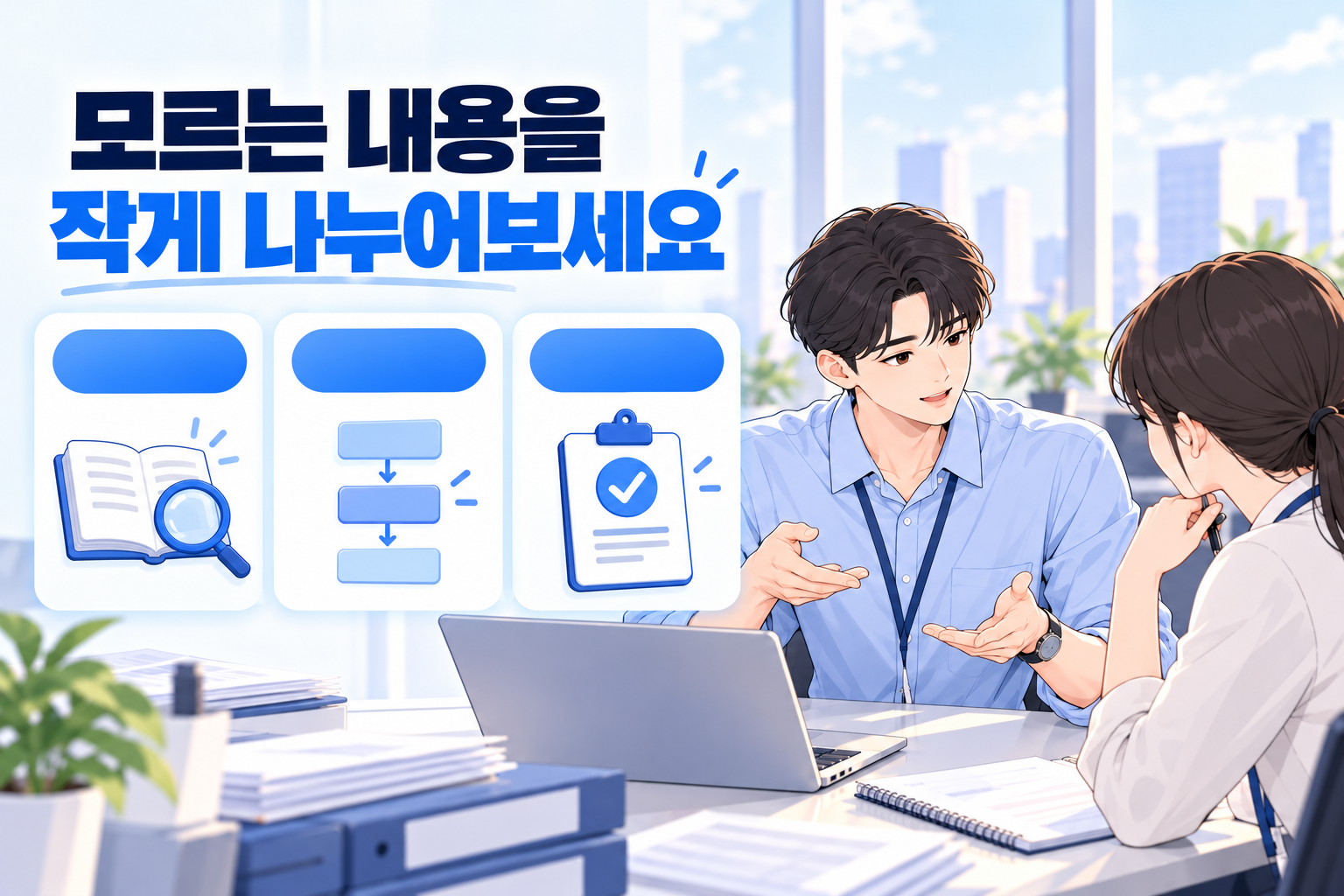 모르는 게 많아 자신감이 떨어질 때 용어와 작업 순서, 완료 기준을 나누어 질문하는 직장인