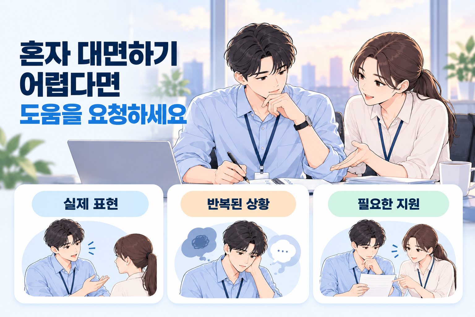 반복되는 상사의 불편한 말을 기록하고 사내 상담 창구에 도움을 요청하는 직장인
