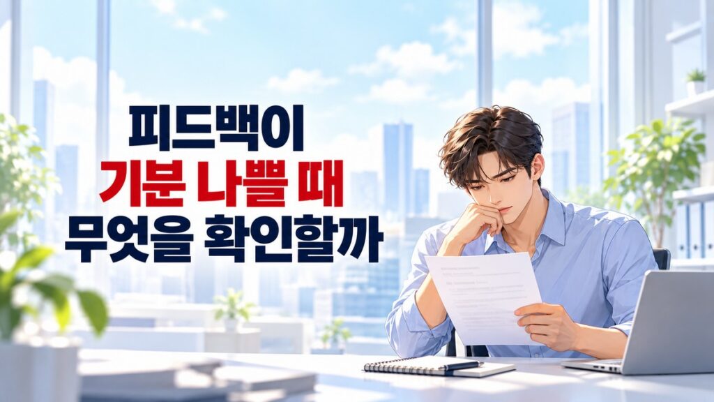 피드백이 기분 나쁠 때 검토 의견을 읽고 생각을 정리하는 직장인