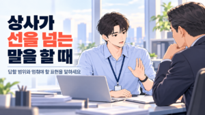 상사가 선을 넘는 말을 할 때 불편한 표현과 업무 내용을 나누어 답하는 신입사원