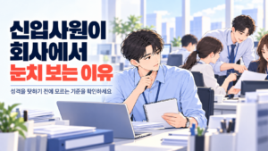 신입사원이 회사에서 눈치 보는 이유를 생각하며 모르는 업무 기준을 메모하는 신입사원